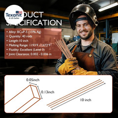 Brazing Rods,15% Silver Welding Rods 20 Sticks – AWS Bcup-5 Solder Copper Flat B