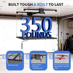Ceiling Mounted Storage Rack Lift 4×4 Platform, Manual Crank, Adjustable Height