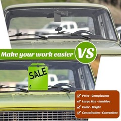 Crtiin 100 Pack Sale Tags Car Dealer Mirror Hang 8.46 x 11.81 inch, Green