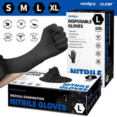 Disposable Nitrile Gloves 100 PCs 4.5 mil Black Powder-Free Food-Safe Exam Glove