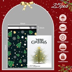 25 PCS 10×13 Inch Christmas Poly Mailers Tree Print Waterproof Shipping Bag