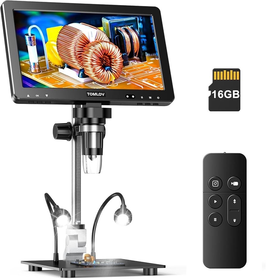 TOMLOV DM9 Max 10.1″ IPS HDMI Digital Microscope 1500X 20MP HD Coin Magnifier