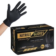 Black/Orange Nitrile Rubber Gloves 8-10 Mil Raised Diamond Texture 100 per box