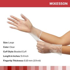 McKesson Vinyl Exam Glove Standard Cuff Length LARGE 1000 per Case