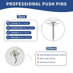 180-Pack Clear Thumb Tacks – Heavy Duty Push Pins for Bulletin Board, Office,