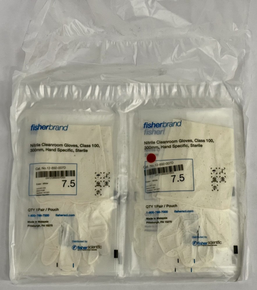 200 Pair Fisherbrand Nitrile Class 100 Cleanroom Disposable Gloves Size 7.5 (sm)