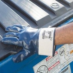 Blue Nitrile Coated Full Coverage Safety Work Gloves by JORESTECH