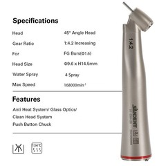 1-10*SANDENT Dental 1:4.2 LED Contra Angle Internal/External Water Handpiece