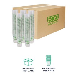 GreenStripe Clear Compostable 10oz PLA Plastic Cups, Case of 1000, Disposable…