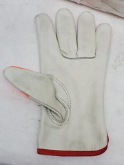 12-Pr Cow Leather Drivers Gloves Hi-Vis Orange Tips Watch Your Hands 4364HV0F-S