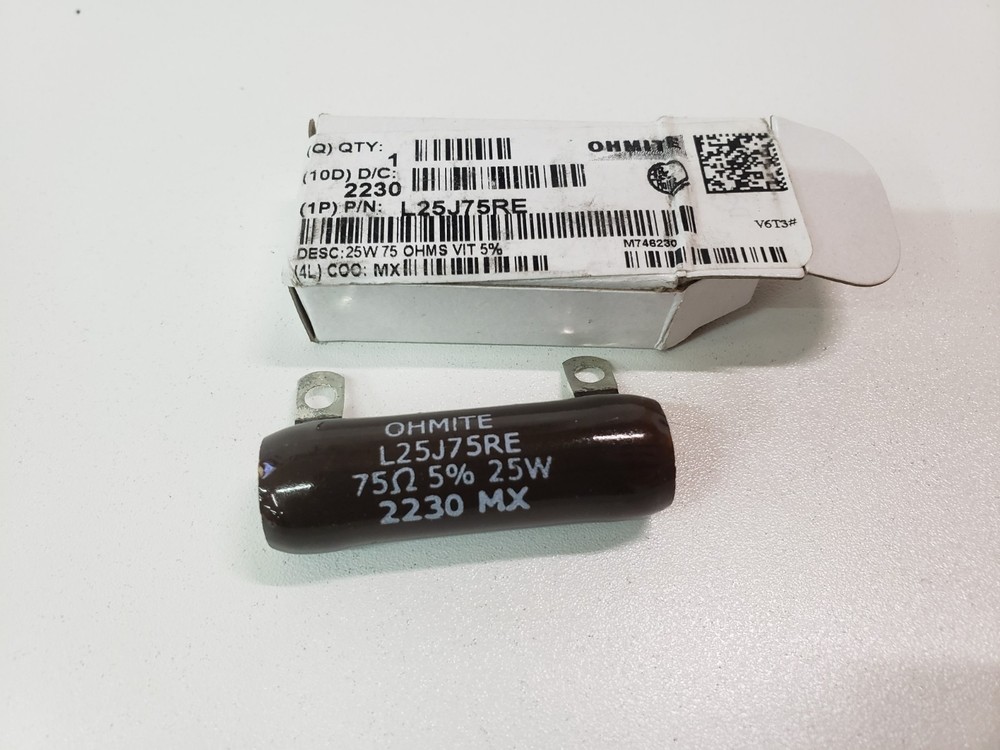 UNUSED – Ohmite L25J75RE Resistor 25w 75ohms VIT 5%