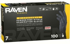 SAS 66518 Raven Powder-Free Black Nitrile Gloves LARGE ( 10 Boxes of 100 )