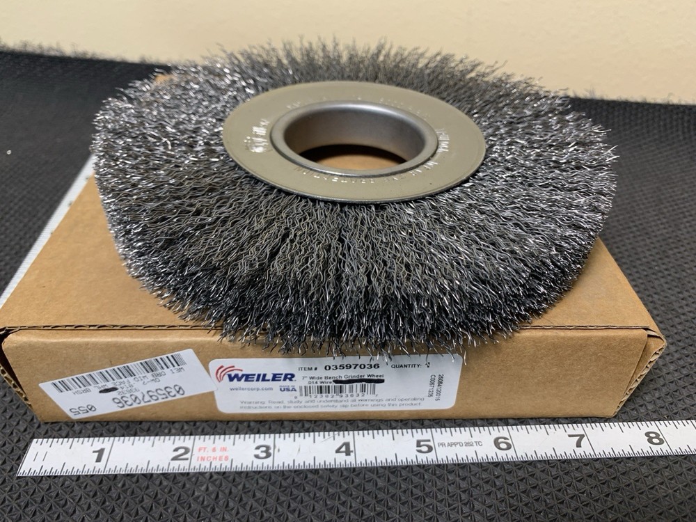 Weiler Wheel Brush 7″ Wheel Dia 7/8″ Face 2″ HOLE 0.0140″ Wire Dia Crimped NEW