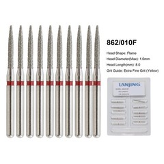 Dental Diamond Bur FG Round End Taper Football Flame Pear Coarse Fine High Speed