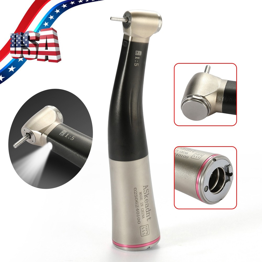 Dental 1:5 Fiber Optic LED Contra Angle Handpiece Internal Four Spray /Cartridge