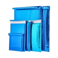 13.75 x 11 Blue Metallic Poly Bubble Mailers Shipping Padded Envelopes 50 Pcs