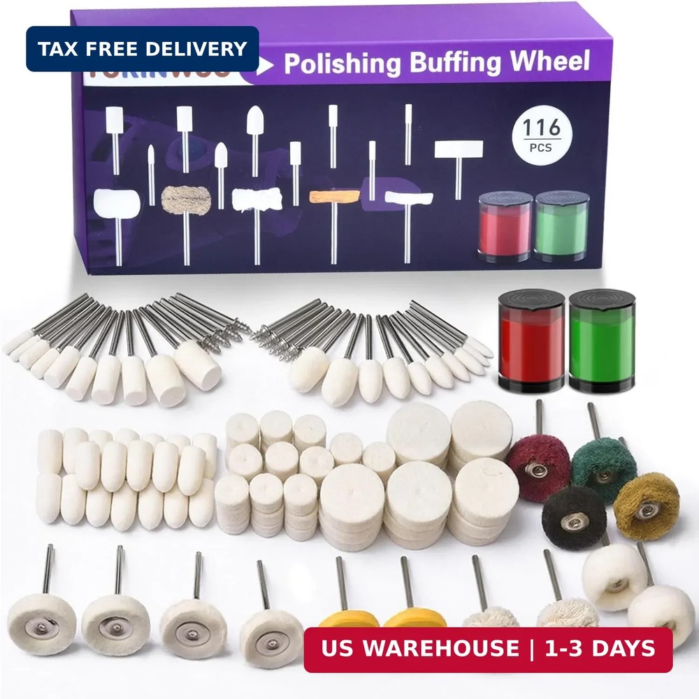 114 PCS Polishing Kit with 2Pcs Polishing Compound for Dremel, Abrasive Buffing