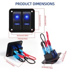 Switch Panel 2 Gang Aluminum Toggle Switch, Waterproof 12V/24V Marine Rocker …
