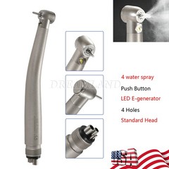 NSK Style Dental LED E-generator Fiber Optic 4 Spray Handpiece 4H Standard Head