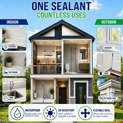 Multipurpose 100% Silicone Sealant (12 x 10.5 fl oz) Clear Waterproof 12 Pack