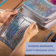 Holographic Bubble Mailers,30 Pcs Metallic Bubble Mailers,6.5 x 9 Inch Poly P…