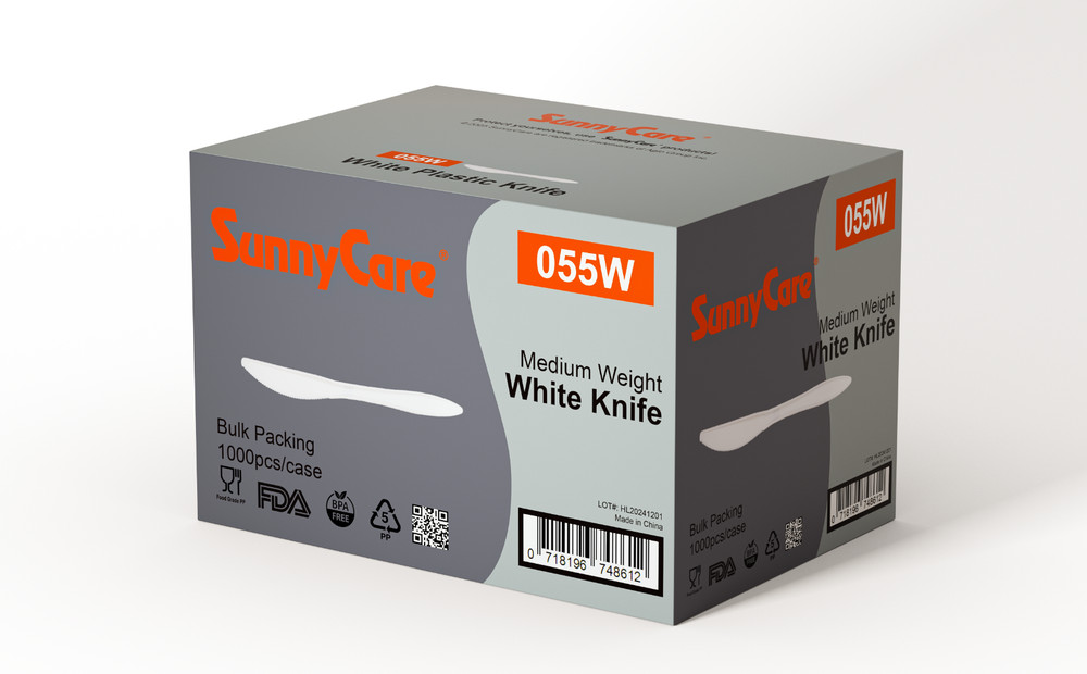 Sunnycare PP Plastic Medium Weight knife – White – 1,000 ct, 055W