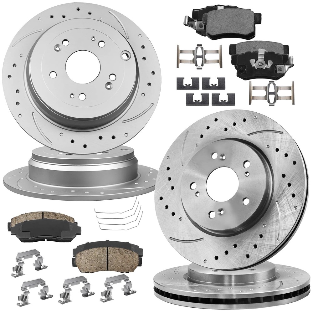 Brake Kit Front Rear Drilled Slotted Rotors Pads Honda CR-V 2007-2016 11.65