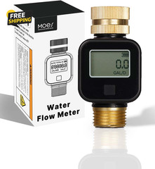 Digital Water Flow Meter Garden Hose RV Water Meter Brass Flow Gauge Black