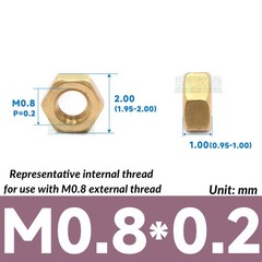 M0.8 M1 M1.2 M1.4 1.6 2 2.5 M3 3.5 4 5 6 BRASS NUTS HEX FULL NUT BRASS – DIN 934