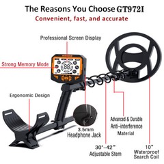 LCD Display Metal Detector Gold Digger Finder 10″ IP68 Waterproof Search Coil