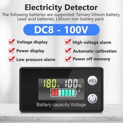 Battery Monitor Meter With LCD Display 12v 24v 36v 48v 60v 72v For Marine Boat