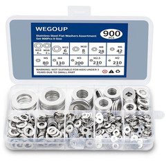 900Pcs Stainless Steel Flat Washers Assorted M2 M12 Screw Bolt Washer Set Case