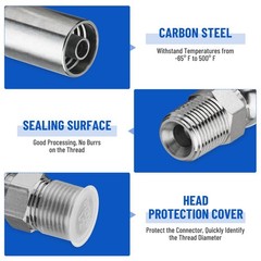12 Pack 1/2″ NPTF Hydraulic Hose End Fittings, 3/8″ I.D. Hose x 1/2″ NPTF Male