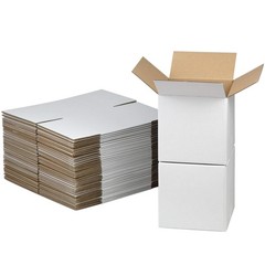 6x6x6 Inches Shipping Boxes Set of 40, White Corrugated Cardboard Box Literat…