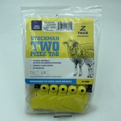 Z-TAGS Yellow STOCKMAN TWO PIECE TAG Small Animal 25pcs Livestock ID Tags