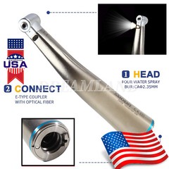 Dental LED 1:1 Fiber Optic Contra Angle Internal Spray Low Speed Handpiece EType