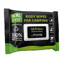 Body Wipes for Camping 50 XXL 12”x 12”, 30, XL