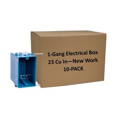 5-Pk New Work 1-Gang Electrical Outlet Box ETL Certified 23 Cu In Plastic Blue