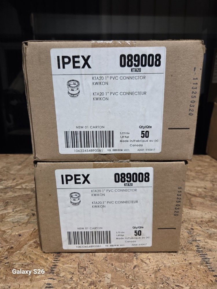 (50-pack) IPEX Kwikon PVC Conduit Connector 1 in Press-Fit Gray 089008 KTA20