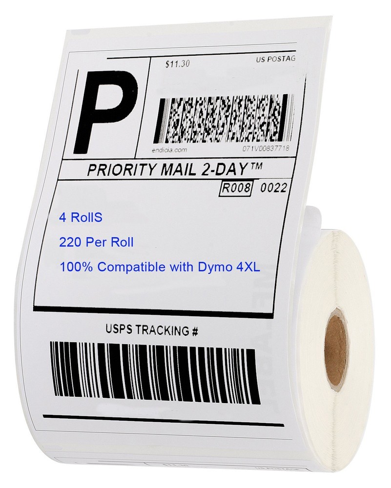 4 Rolls 220 Thermal Shipping Labels 4×6 Compatible 1744907 Dymo 4XL LabelWriter