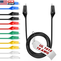 6Pcs 20″ Alligator Clip Test Leads with Wires UL1015 18AWG Tinned Copper, 6 Colo