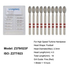 Dental Diamond Burs Zirconia Cutting Bur FG Round End Taper Football Fine Medium