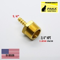 1/4″ Hose Barb x 3/4″ Male NPT Brass Adapter Threaded Fitting, Fuel/Water/Air