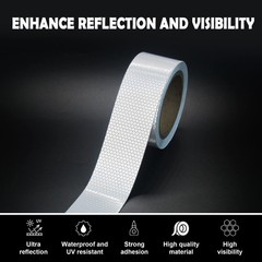 Reflective Tape 2 Inch x 33 FT Waterproof Auto Adhesive for Bike, Trailer,