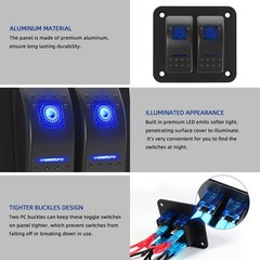 Switch Panel 2 Gang Aluminum Toggle Switch, Waterproof 12V/24V Marine Rocker …