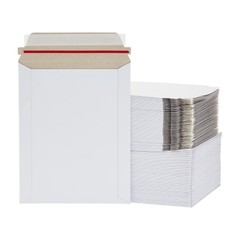100 – 6×8″ Rigid Flat Photo Mailers – Self-Seal – White