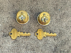 2 Mortise Lock Cylinders Adams Rite cam For Store Front Doors, 5 pin, Brass.