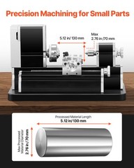 VEVOR Mini Metal Lathe Machine 2.76 x 5.12 in Power Metal Lathe 20,000 RPM 36W