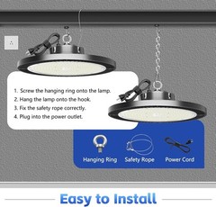 LED High Bay Light, 200W 28000lm 5000K High Bay Led Shop Light with 5′ Plug