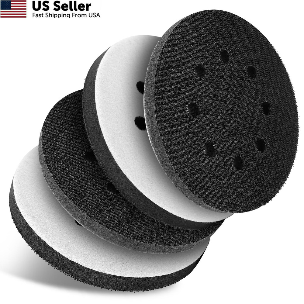 Giwiemi 4 Pack Orbital Sander Foam 5 inches x 5 x 0.5 inches, Black